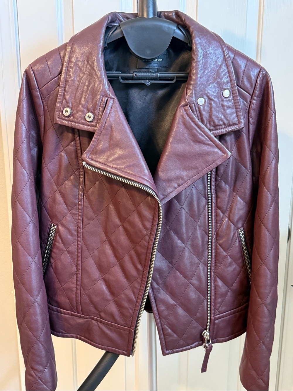 Mackage Quilted Leather Moto Jacket - Wine